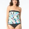 Coco Contours Bella Bra Sized Bandeau Blouson Tankini Top - Del Mar Swirl