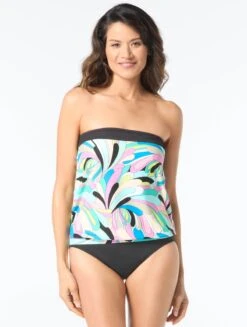 Coco Contours Bella Bra Sized Bandeau Blouson Tankini Top - Del Mar Swirl