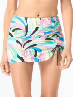 Coco Contours Fearless Side Shirred Swim Skirt - Del Mar Swirl