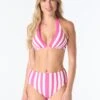 Coco Reef Valiance Bra Sized Halter Underwire Bikini Top - Cabana Stripe