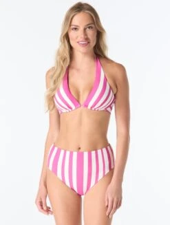 Coco Reef Valiance Bra Sized Halter Underwire Bikini Top - Cabana Stripe