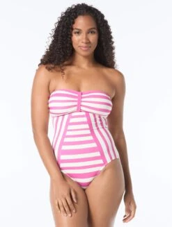 Coco Reef Posh Bra Sized Bandeau One Piece Swimsuit - Cabana Stripe -BCBGMAXAZRIA Shop U1D631 625 alt02