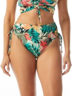 Coco Reef Inspire Shirred High Waist Bikini Bottom - Passion Flower