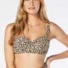 Coco Reef Charisma Bra Sized Underwire Bandeau Bikini Top - Wild Cheetah