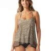 Coco Reef Current Bra Sized Mesh Layer Underwire Tankini Top - Wild Cheetah Ikat