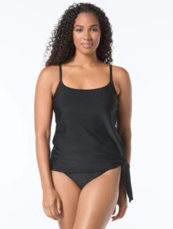 Coco Reef Stella Side Tie Bra Sized Underwire Tankini Top - Rib Solids