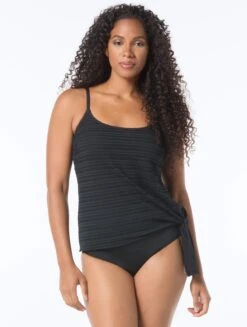 Coco Reef Stella Side Tie Bra Sized Underwire Tankini Top - Sand Dune Crochet