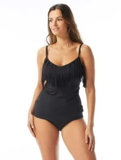 Coco Reef Elate V-Neck Bra Sized Underwire Tankini Top - Fringe