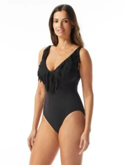 Coco Reef Embrace Deep V Underwire One Piece Swimsuit - Fringe