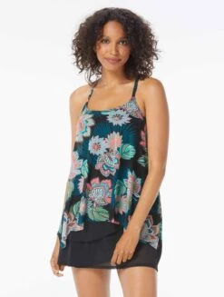 Coco Reef Current Bra Sized Mesh Layer Underwire Tankini Top - Tropical Lotus -BCBGMAXAZRIA Shop U35035 006 alt02
