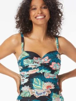 Coco Reef Charisma Bra Sized Underwire Bandeau One Piece Swimsuit - Tropical Lotus -BCBGMAXAZRIA Shop U35482 006 alt02