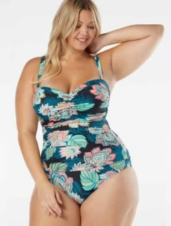 Coco Reef Charisma Bra Sized Underwire Bandeau One Piece Swimsuit - Tropical Lotus -BCBGMAXAZRIA Shop U35482 006 alt06