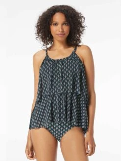 Coco Reef True Bra Sized Mesh Layer Underwire Tankini Top - Siren