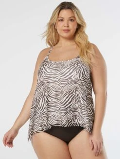 Coco Reef Current Bra Sized Mesh Overlay Tankini Top - Native Zebra -BCBGMAXAZRIA Shop U39035 225 alt02