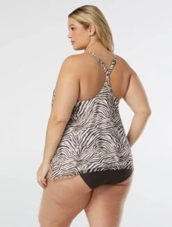 Coco Reef Current Bra Sized Mesh Overlay Tankini Top - Native Zebra -BCBGMAXAZRIA Shop U39035 225 alt03