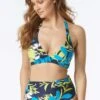 Coco Reef Optima Bra Sized Underwire Halter Bikini Top - Sea Garden