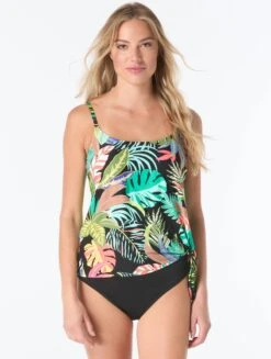 Coco Reef Stella Side Tie Bra Sized Underwire Tankini Top - Cosmic Jungle