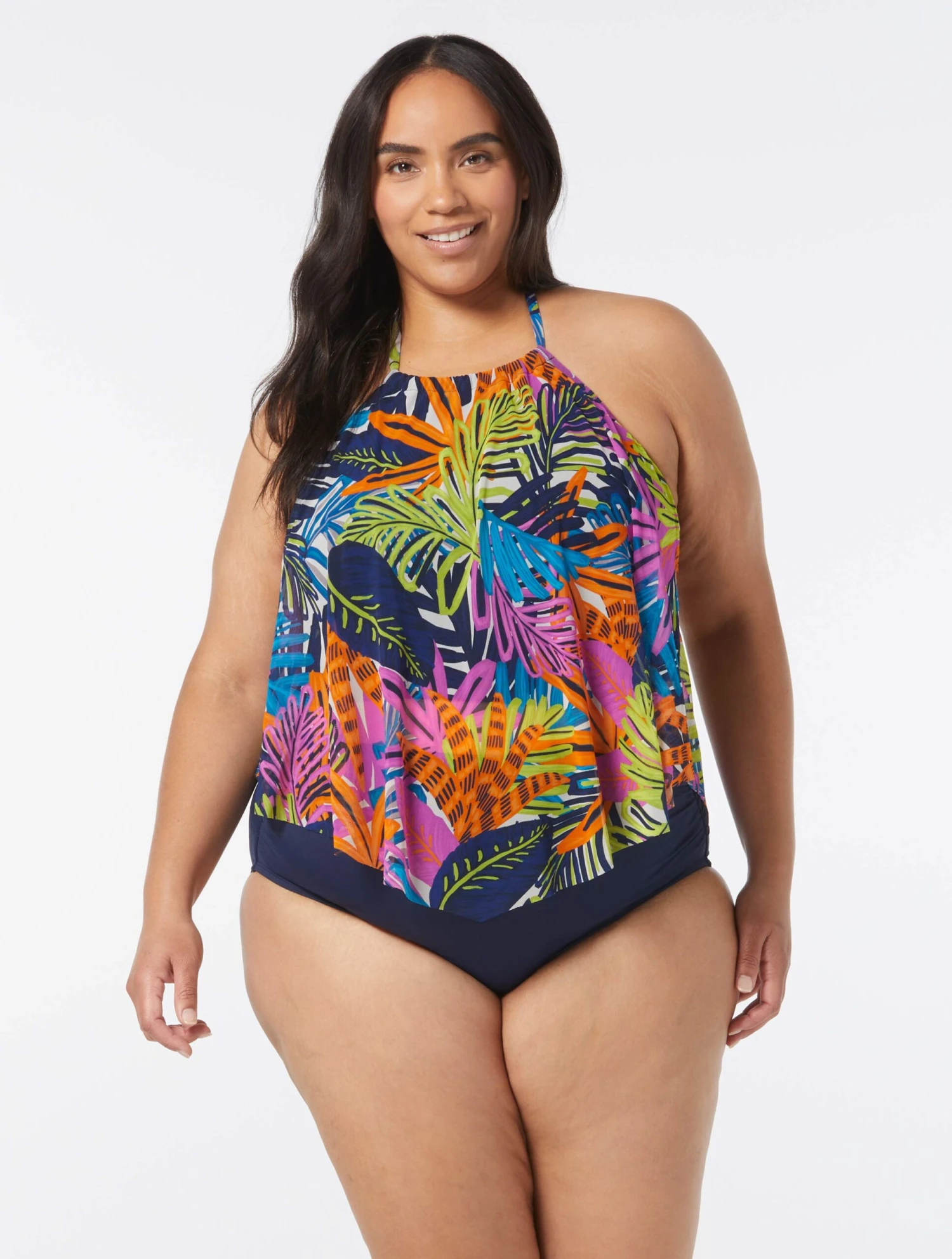 Coco Reef Aura Mesh Ruffle Bra Sized Cropped Underwire Tankini Top - Eclectic Jungle 3 Coco Reef Aura Mesh Ruffle Bra Sized Cropped Underwire Tankini Top - Eclectic Jungle - Image 3