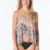 Coco Reef Current Bra Sized Mesh Layer Underwire Tankini Top - Wild Medley