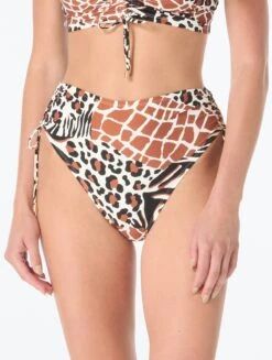 Coco Reef Inspire Shirred High Waist Bikini Bottom - Wild Medley