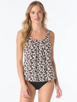 Coco Reef Ultra Fit Bra Sized Underwire Tankini Top - Wild Leopard