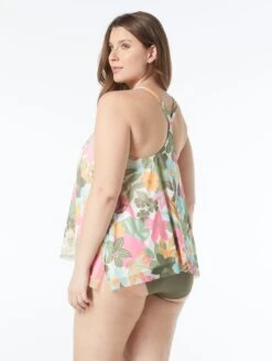 Coco Reef Current Bra Sized Mesh Layer Underwire Tankini Top - Lush Blooms -BCBGMAXAZRIA Shop U5E035 970 alt03
