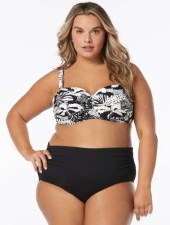 Coco Reef Charisma Bra Sized Underwire Bandeau Bikini Top - Midnight Jungle -BCBGMAXAZRIA Shop U6A474 006 alt06