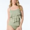 Coco Reef Aura Ruffle Bra Sized Underwire Tankini Top - Shimmer Solids