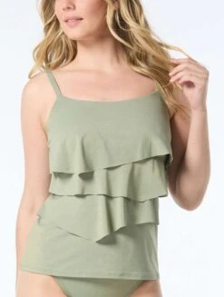 Coco Reef Aura Ruffle Bra Sized Underwire Tankini Top - Shimmer Solids 6 Coco Reef Aura Ruffle Bra Sized Underwire Tankini Top - Shimmer Solids -BCBGMAXAZRIA Shop U6E075 303 alt02