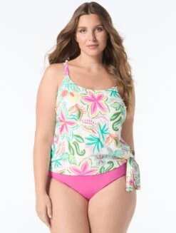 Coco Reef Stella Side Tie Bra Sized Underwire Tankini Top - Solstice Bloom