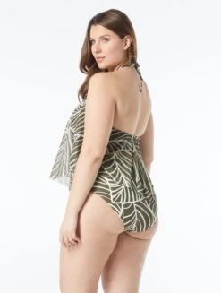 Coco Reef Aura Mesh Ruffle Bra Sized Underwire Tankini Top - Graphic Palm -BCBGMAXAZRIA Shop U8E219 330 alt03