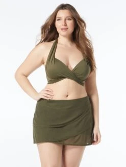 Coco Reef Starlet Halter Bra Sized Wrap Underwire Bikini Top - Solids