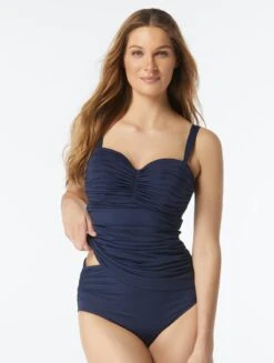 Coco Reef Charisma Bra Sized Pleated Underwire Tankini Top - Solids -BCBGMAXAZRIA Shop U95481 423 alt03 7a69e4f6 657d 49d3 b5b6 a1fda3caa709