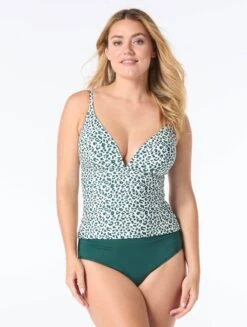 Coco Reef Astra Bra Sized Plunge Underwire Tankini Top - Summer Cheetah