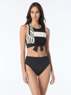 Vince Camuto High Neck Tie Front Bikini Top - Geo Placement -BCBGMAXAZRIA Shop V1P691 001 alt02 9a0ebee0 d49f 492c 9800 96f214db0ec7