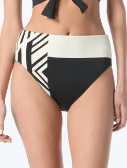 Vince Camuto Reversible High Waisted Bikini Bottom - Geo Placement