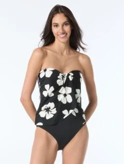 Vince Camuto Draped Front Tankini Top - Spaced Floral