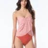 Vince Camuto Draped Bandeau Tankini Top - Small Animal