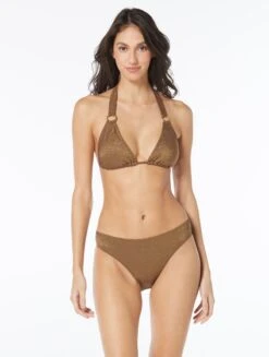 Vince Camuto Ring Halter Underwire Bikini Top - Bronzed Goddess