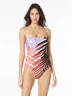 Vince Camuto Bandeau One Piece Swimsuit - Riviera Palm