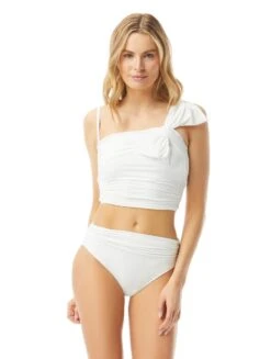 Carmen Marc Valvo Bow One Shoulder Cropped Bikini Top - Bowline Soiree -BCBGMAXAZRIA Shop c2a226 100 alt02 r 1 16a0ea8b 50e5 4b52 87c7 04439f06529f