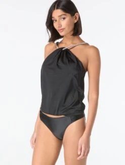 Carmen Marc Valvo High Neck Beaded Tankini Top - Starlight Lux
