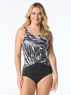 Gabar High Neck Bra Sized One Piece Swimsuit - Palm Beach