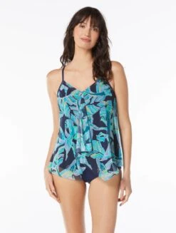 Beach House Swim Kerry Mesh Underwire Tankini Top - Seaglass Palm