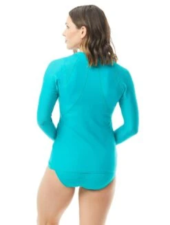 Beach House Sport Ava Zip Front Rash Guard - Beach Solids -BCBGMAXAZRIA Shop h47646 351 alt01 r 3 f2a93c79 60f2 4ba7 b72a 50ac486f1b17
