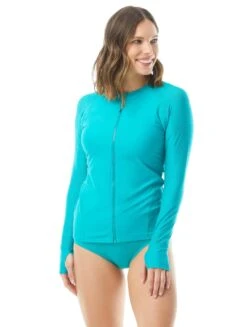 Beach House Sport Ava Zip Front Rash Guard - Beach Solids -BCBGMAXAZRIA Shop h47646 351 r c3ba7987 e18a 45b1 8096 04070037515a