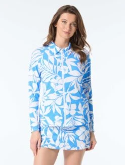 Beach House Karen Textured Zip Front Rash Guard - Aloha Spirit -BCBGMAXAZRIA Shop h5h595 504 1