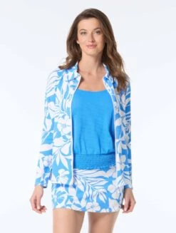 Beach House Karen Textured Zip Front Rash Guard - Aloha Spirit