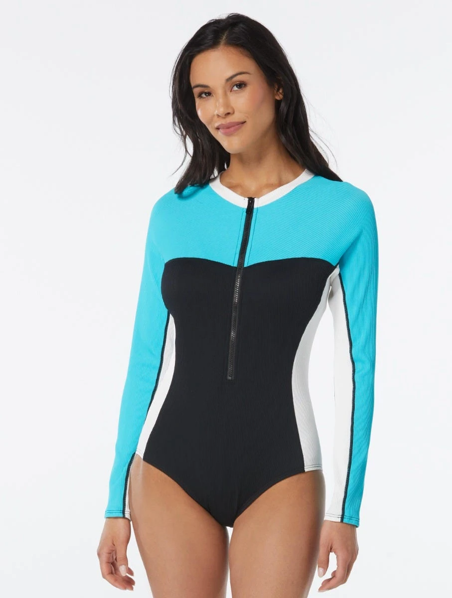 Beach House Sport Sculpt Long Sleeve Zip Front One Piece Swimsuit - Colorblock 1 Beach House Sport Sculpt Long Sleeve Zip Front One Piece Swimsuit - Colorblock