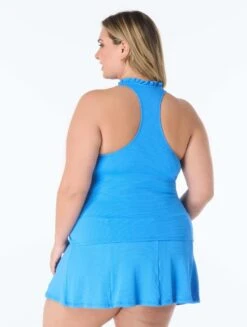 Beach House Plus Swim Nina Ruffle Trim Tankini Top - Pique Solids -BCBGMAXAZRIA Shop hw51401 504 alt03